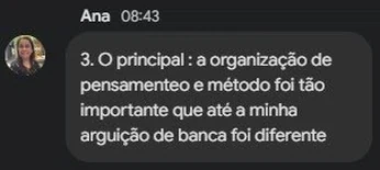Depoimento de Ana, participante da Oficina de Leitura e Escrita para Pesquisadoras