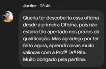 Depoimento de Junior, participante da Oficina de Leitura e Escrita para Pesquisadoras