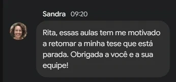Depoimento de Sandra, participante da Oficina de Leitura e Escrita para Pesquisadoras