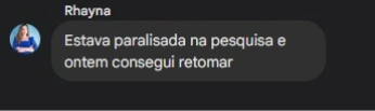 Depoimento de Rhayna, participante da Oficina de Leitura e Escrita para Pesquisadoras