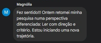 Depoimento de Magnólia, participante da Oficina de Leitura e Escrita para Pesquisadoras