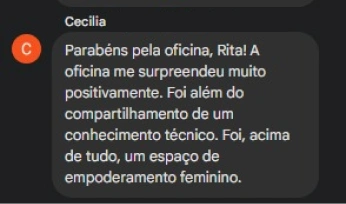 Depoimento de Cecilia, participante da Oficina de Leitura e Escrita para Pesquisadoras
