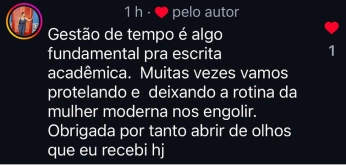 Depoimento de participante da Oficina de Leitura e Escrita para Pesquisadoras