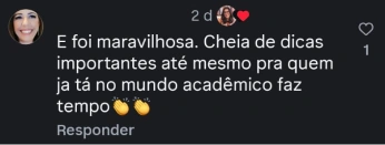 Depoimento de participante da Oficina de Leitura e Escrita para Pesquisadoras