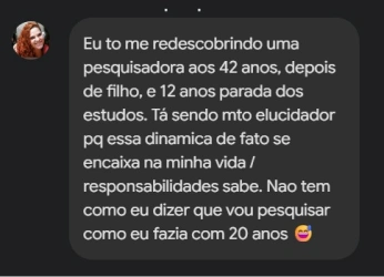 Depoimento de participante da Oficina de Leitura e Escrita para Pesquisadoras